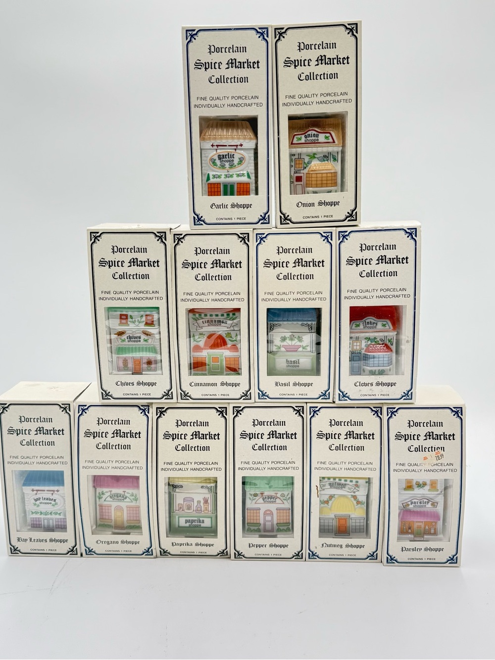 12 Pcs - VTG 1990 McCormick Porcelain Spice Market Spice Jars Cottage Core
